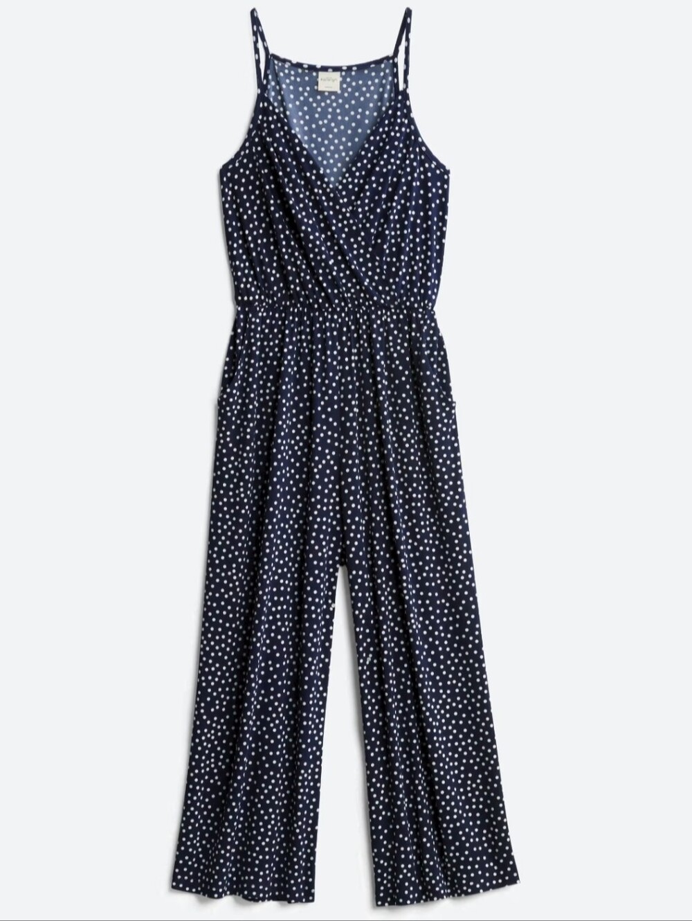Kaileigh Navy and White Polka Dot Wide-Leg Jumpsuit